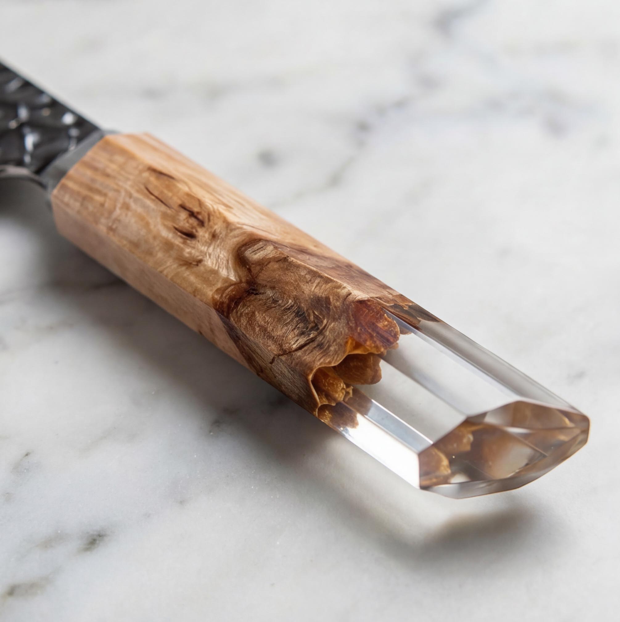 Damaškovy nuz utility Crystal Burl Utility Mistrovské dílo z damaškové oceli 03